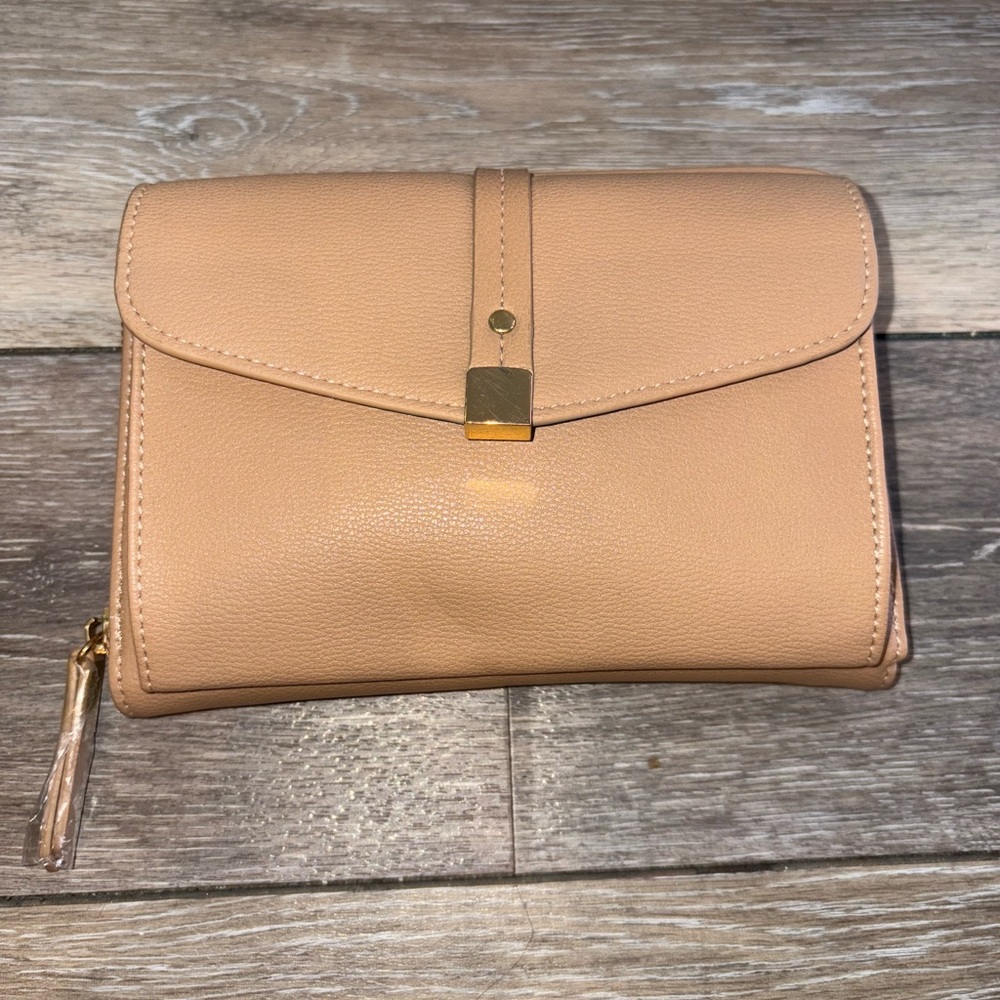 Miztique Tan Wallet with Gold Clasp and Tassel Detail